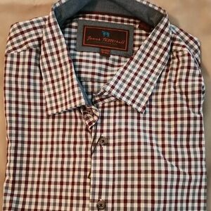 Men's Checkered Shirt - Brown and White